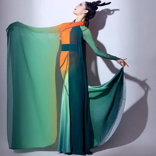 Hanfu fairy dress Chinese folk Classical dance performance costumes for women water sleeves flowing Chinese style test dance wide-sleeved Han  Tang folk dresses
